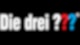 Schwarzer Hintergrund mit dem Schriftzug "Die drei Fragezeichen".