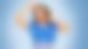 Barbara Schöneberger steht vor einem blauen Hintergrund. Sie trägt einen Kopfhörer, die linke Hand fasst an die linke Ohrmuschel. Der rechte Arm ist nach oben gehoben, Hand auf Stirnhöhe. Die Augen sind geschlossen, der Mund weit geöffnet.