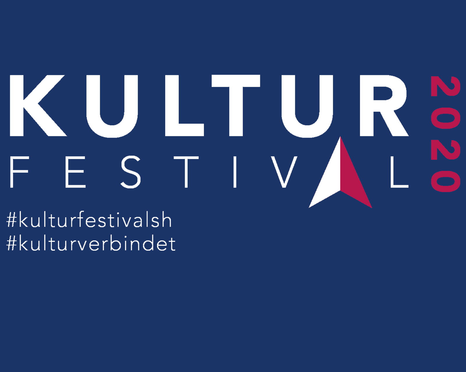 Auf dunkelblauem Hintergrund ist ein Logo mit dem Schriftzug "Kulturfestival 2020" zu sehen.