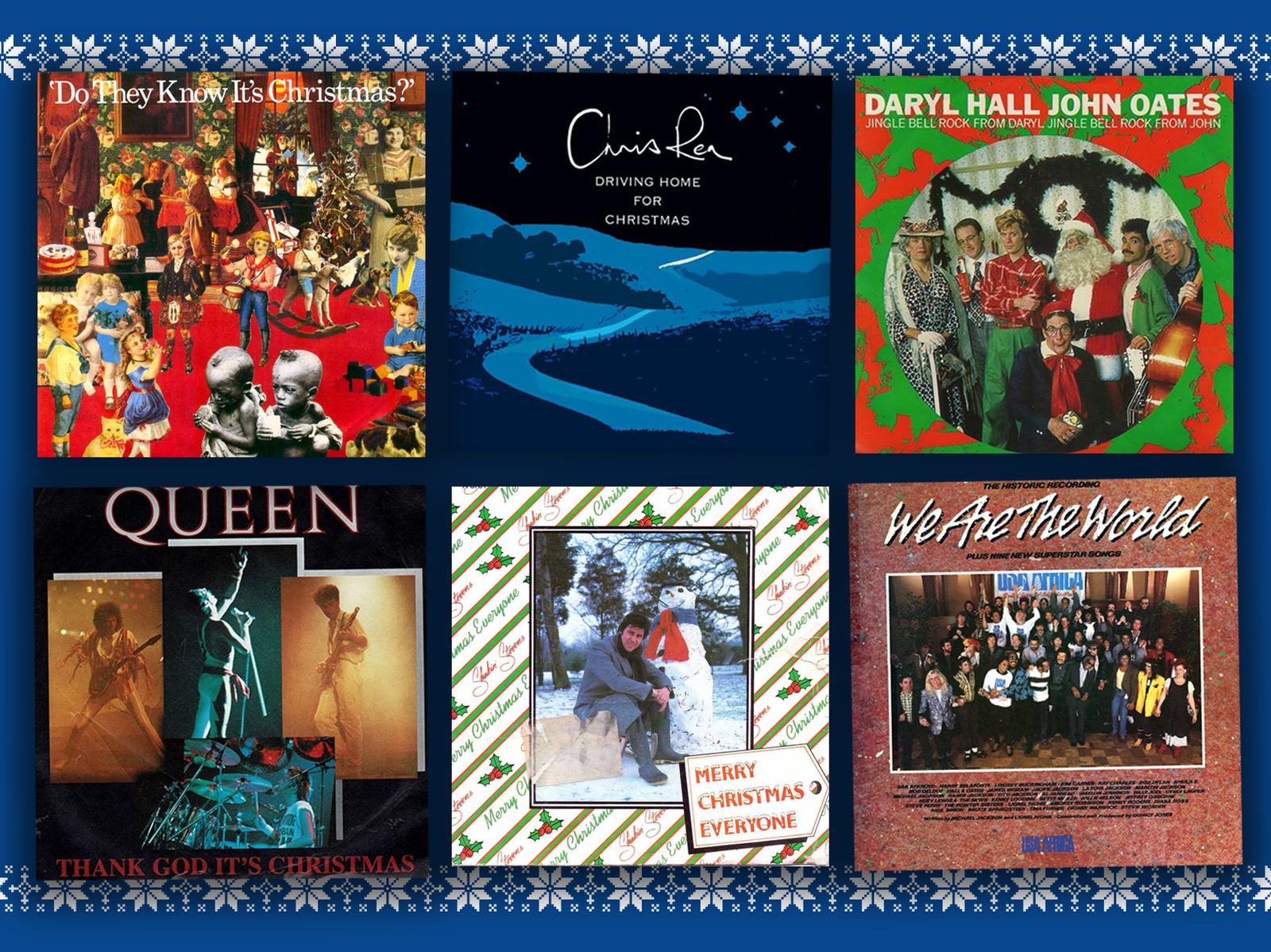 Es sind verschiedene Cover von CDs auf blauem Hintergrund zu sehen.