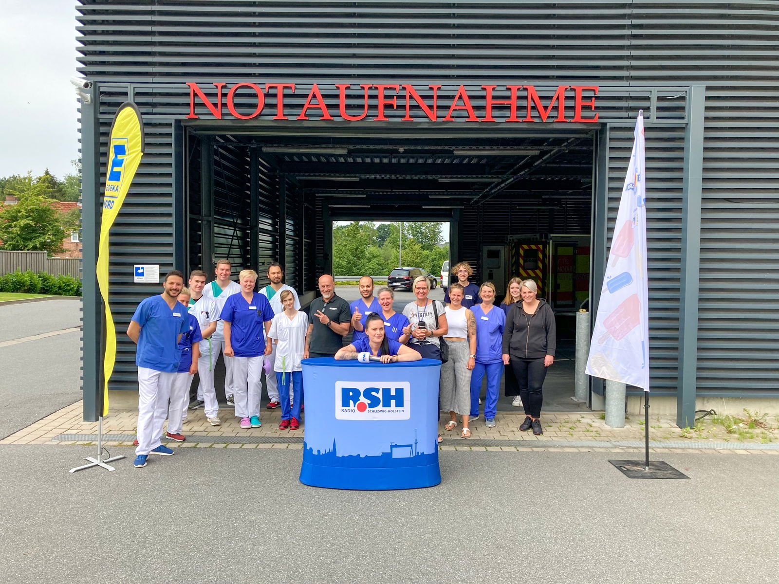Der R.SH Eis-Alarm bei der Helios-Klinik in Schleswig.