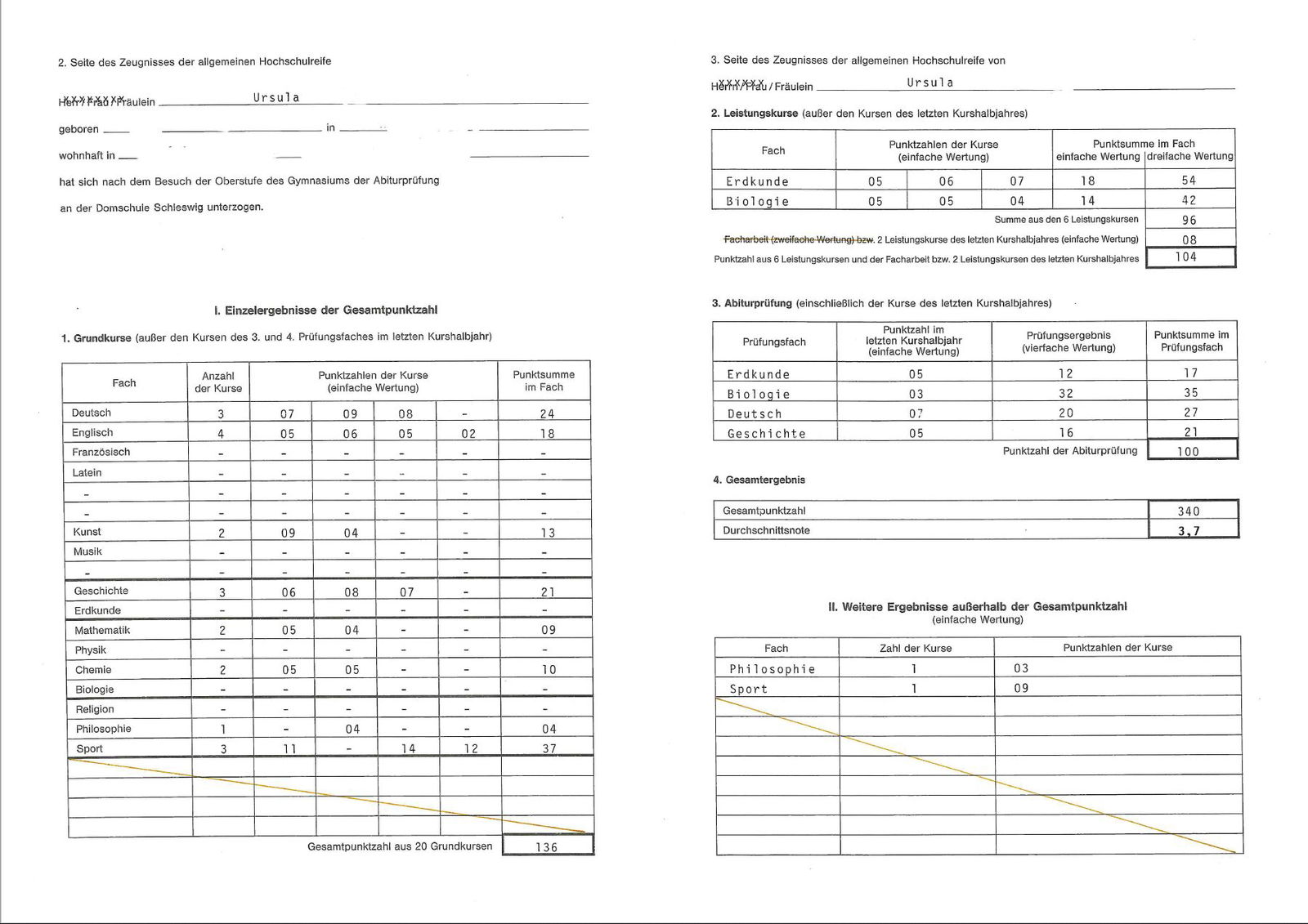 Zeugnis der allgemeinen Hochschulreife