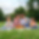 Familie picknickt auf Rasenfläche