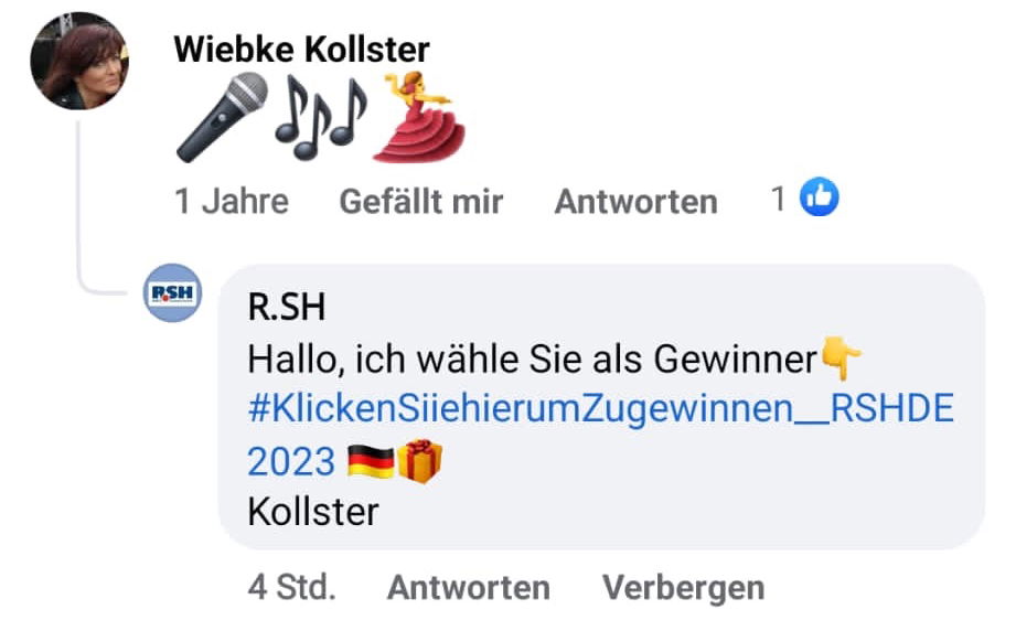 Beispiel R.SH Fake Account Facebook in Kommentaren