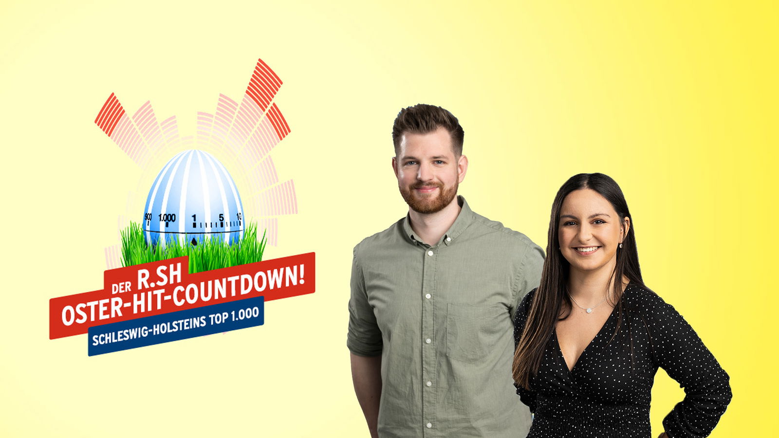 Maik Brockstedt und Melissa Yilmaz stehen vor einem gelben Hintergrund